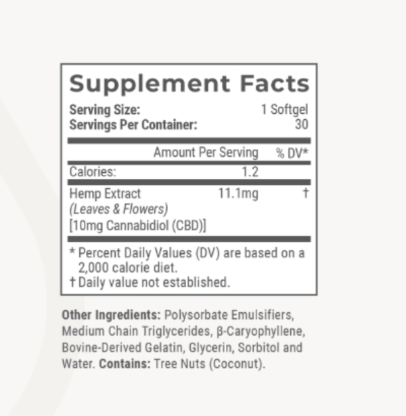 Broad Spectrum CBD Softgels - Everyday 10mg (0.0% THC)